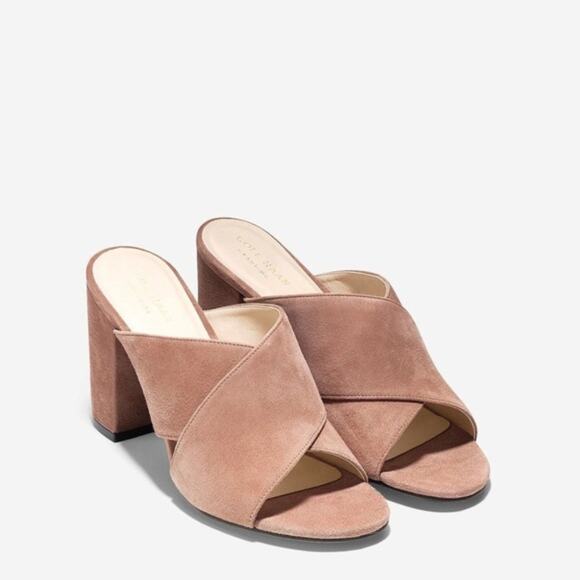 COLE HAAN Suede Block Heel Sandal - Picture 1 of 8